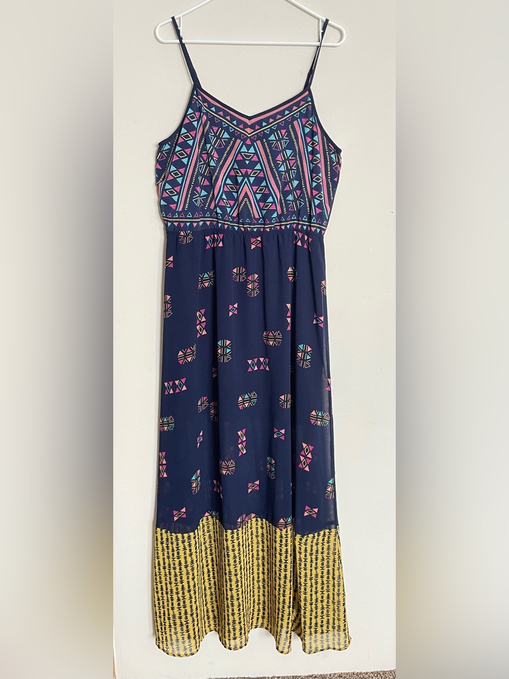 Xhilaration Blue Aztec Print Sleeveless Maxi Dress